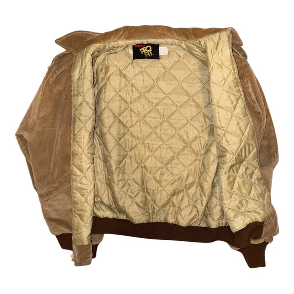 Vintage Tan and Brown Corduroy Bomber Jacket with Retro Style - Picture 7 of 8